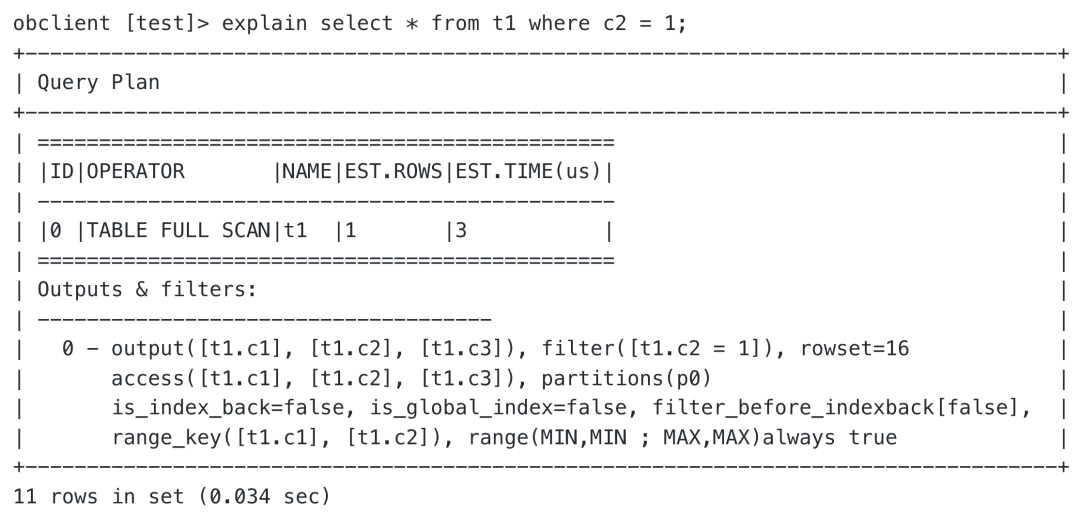 Partition pruning example: only partition p0 is scanned