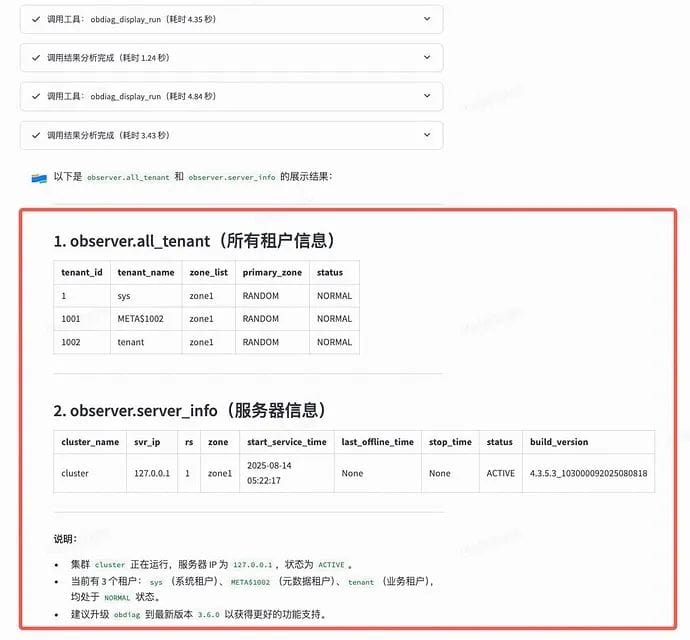 Display cluster information