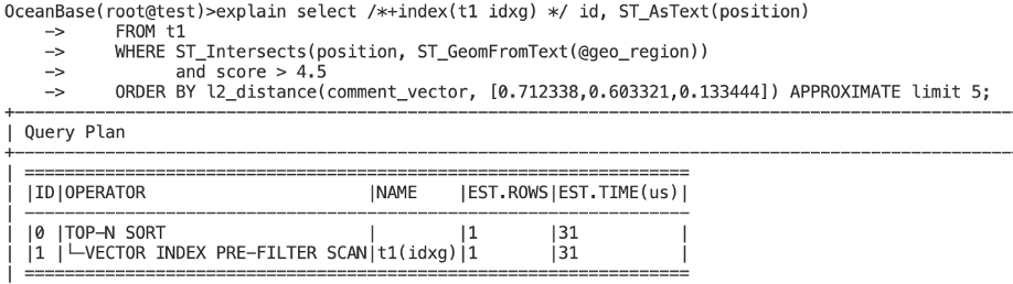 Example query SQL