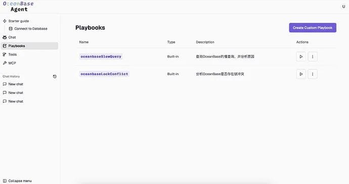 Playbooks interface