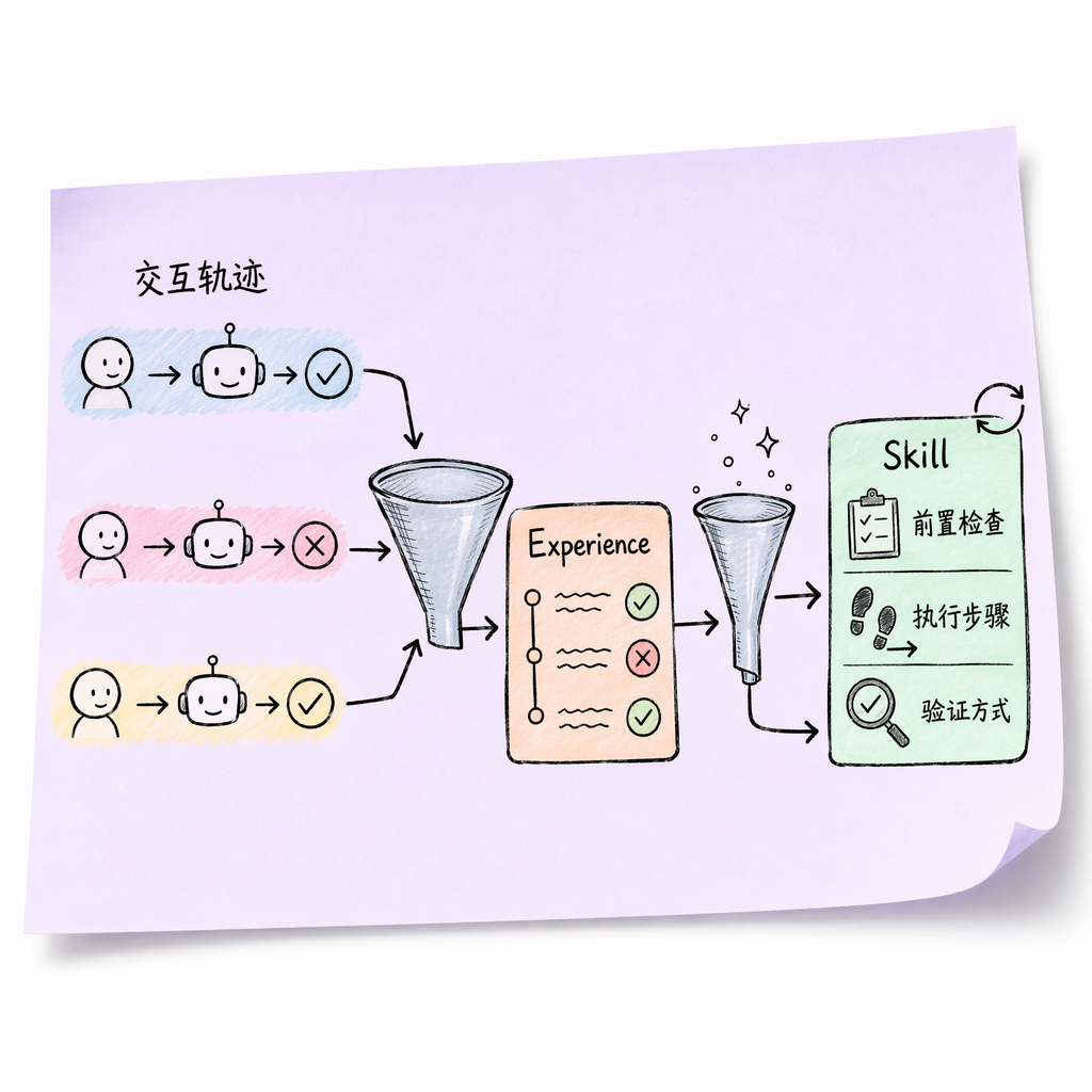 Experience-to-Skill distillation turning interaction traces into reusable procedures