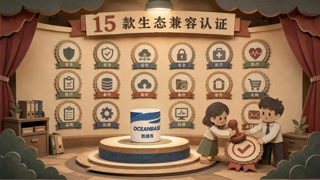 July 2026 OceanBase ecosystem compatibility certification graphic for fifteen products