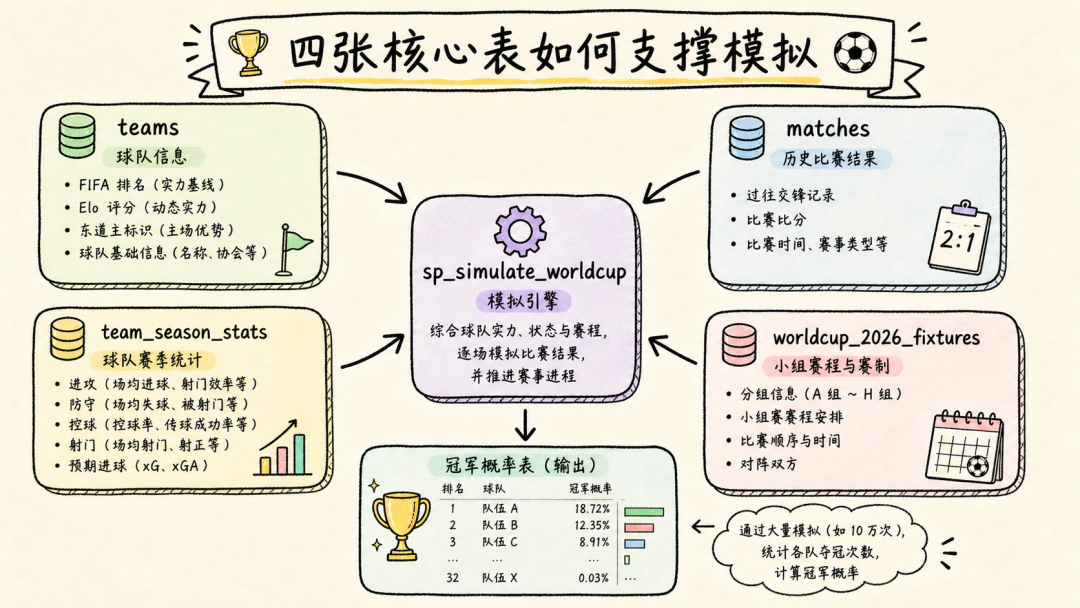 seekdb end-to-end World Cup simulation pipeline from data import to results