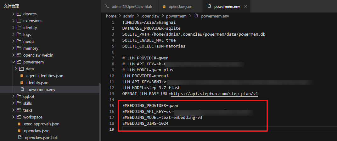 OpenClaw PowerMem plugin remote server and embedding configuration